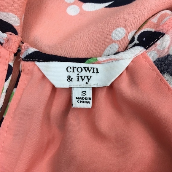 CROWN & IVY Dress Elephants Floral Medallion Boho Flutter Sleeve Mini Size Small - Picture 7 of 10